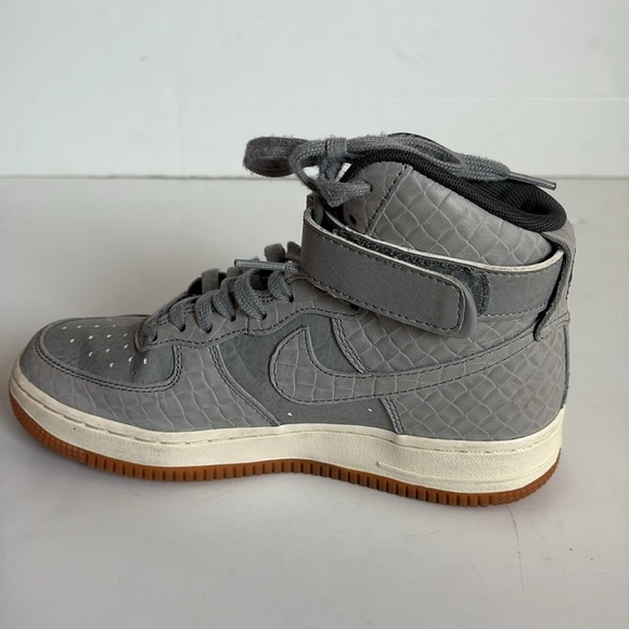 Nike AF1 Hi Premium croc embossed gray high top sneaker lace up velcro ankle - Picture 12 of 16
